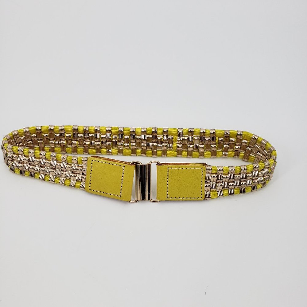 BCBG Stretchy Belt Neon Yellow Gold Toned  SZ XS